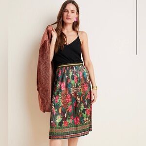 NWT Farm Rio Anthropologie Bosque Pleated Midi Skirt